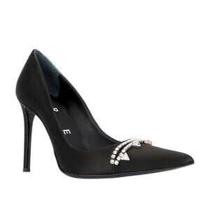 AREA Pointed Toe Pumps in Nero 40 New with Box Womens Crystal High Heels Formal
